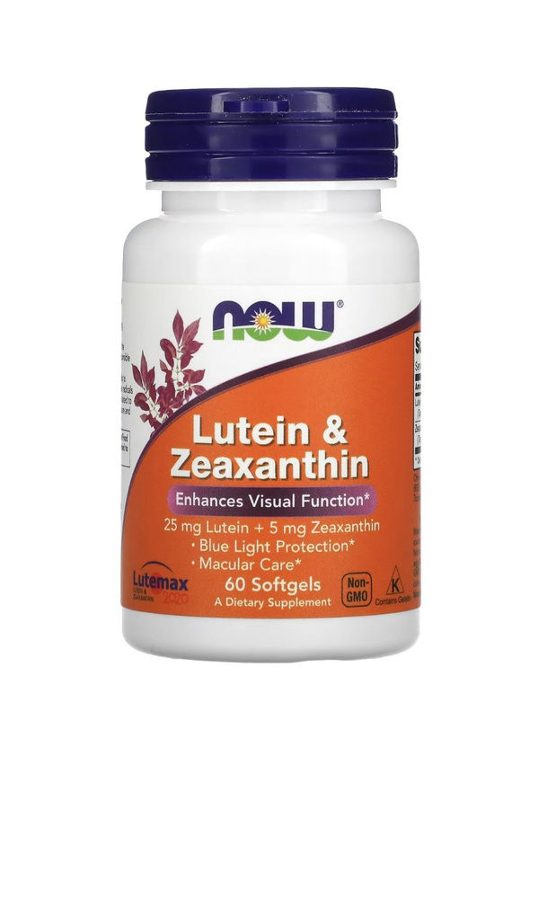 Лютеин и Зеаксантин NOW Lutein Zeaxanthin 25 mg 5 mg Lutemax 2020