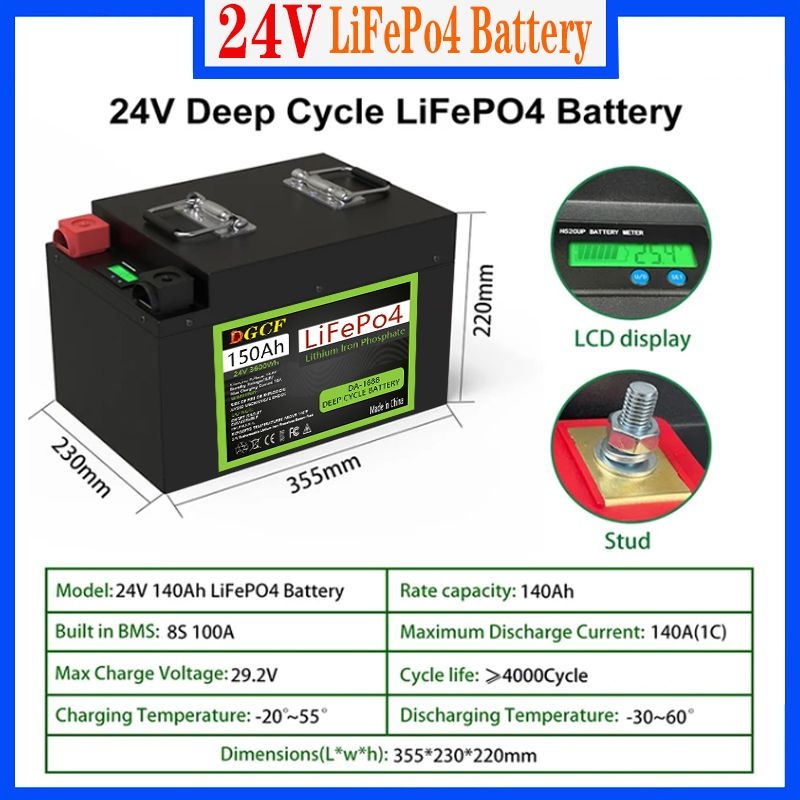 Аккумулятор 12v 24V LiFePO4 Встроенный BMS 6000 циркулирующий литий