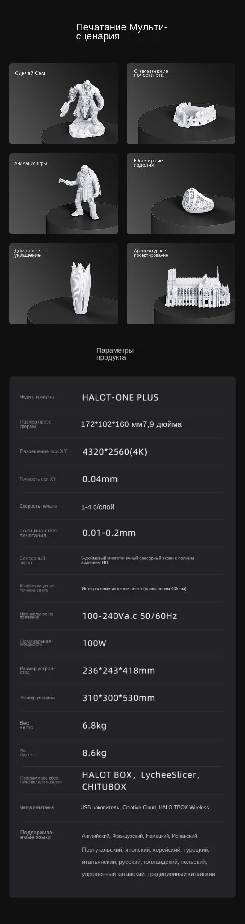 HALOT ONE PULS Светоотверждаемый 3D принтер поддерживающий русский