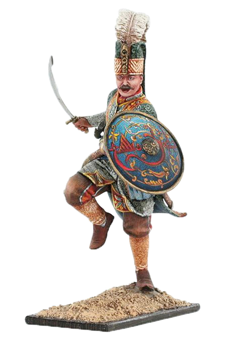 старинная восточная миниатюра с изображением воина на коне