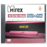 Mirex DVD+RW, 4.7Gb, 4x, 10шт slim case #1