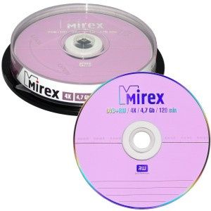 Mirex DVD+RW, 4.7Gb, 4x, 10шт cake box #1