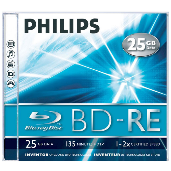 Philips BD-RE Blu-Ray, 25Gb, 2x, 1 шт, jewel (9048) #1