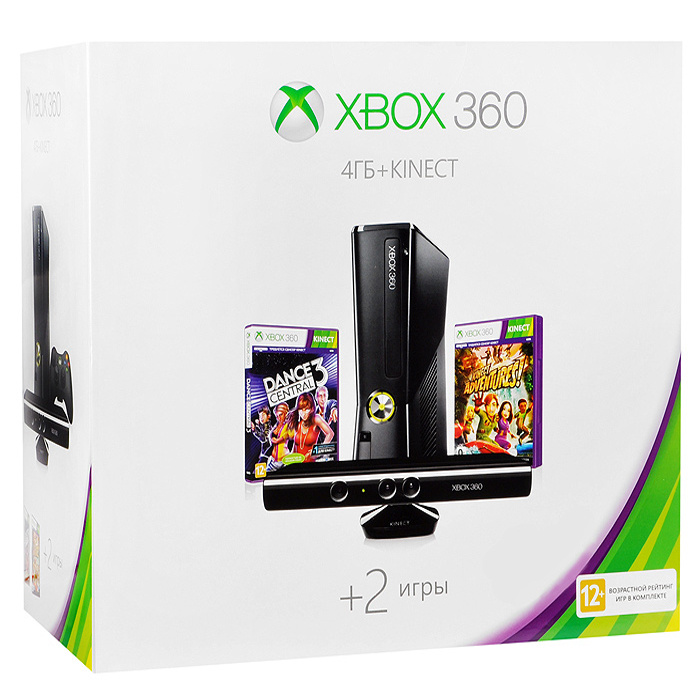 Microsoft Xbox 360 Slim 4 Kinect Kinect Adventures Dance Central 3 Xbox LIVE Gold 1 OZON 26393450