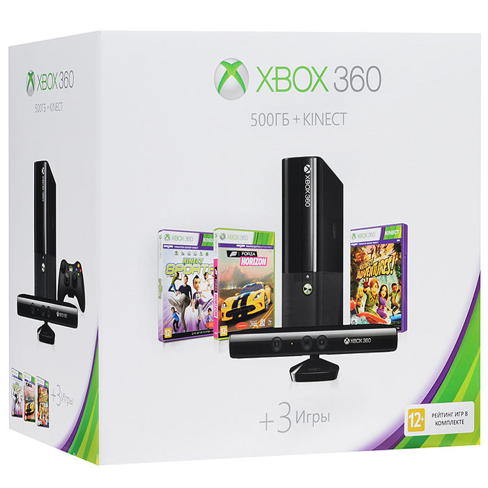 Microsoft Xbox 360 E 500 Kinect Kinect Adventures Kinect Sport Forza Horizon OZON 29862417