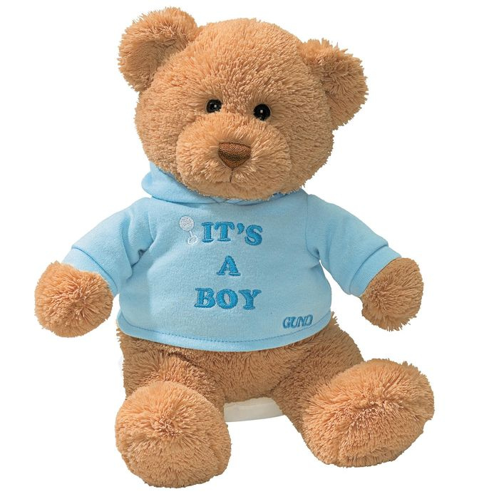 Игрушка мягкая Gund "It’s a boy", цвет: светло-коричневый, голубой, 30 см. 015418  #1