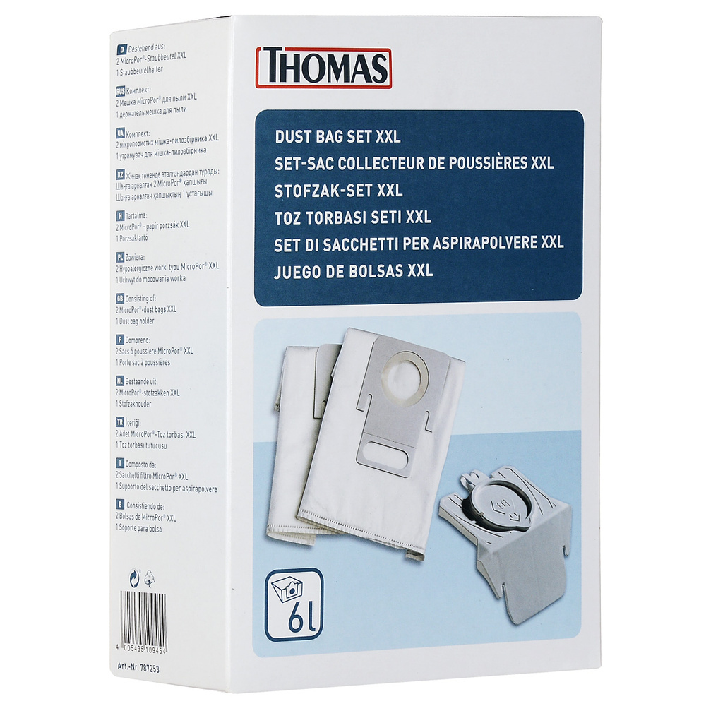 Thomas 787253 мешок для пылесоса, 2 шт + крепление XXL для моделей ХТ ...