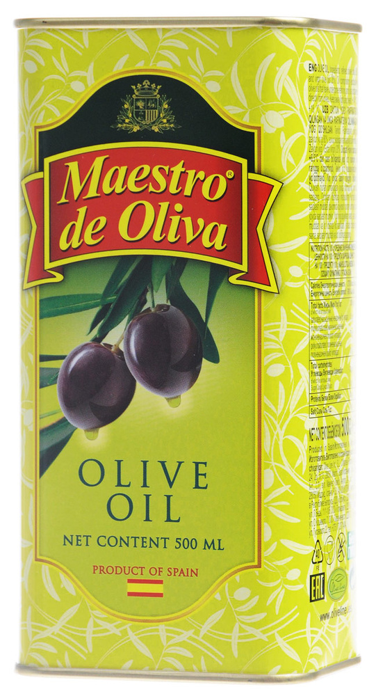 Масло Maestro de Oliva Оливковое 100%, жестяная банка, 500 мл - купить ...