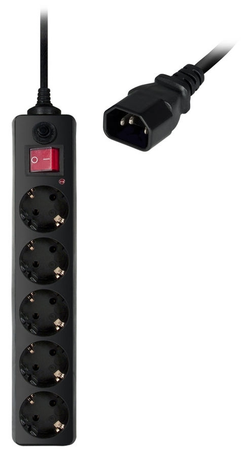 Сетевой фильтр для ИБП Buro 500SH-1.8-UPS-B, 6 розеток, 1.8 м, 10 А, черный, защита от короткого замыкания, #1