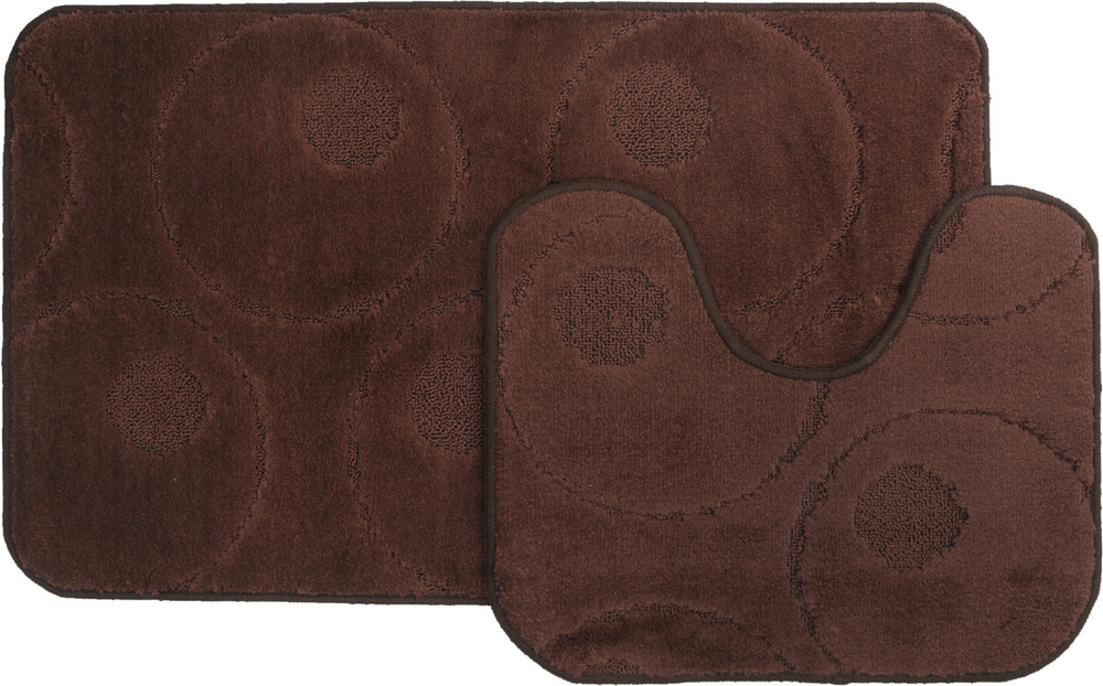 Набор ковриков для ванной MAC Carpet "Рома. Круги", цвет: темно-коричневый, 60 х 100 см, 50 х 60 см, #1
