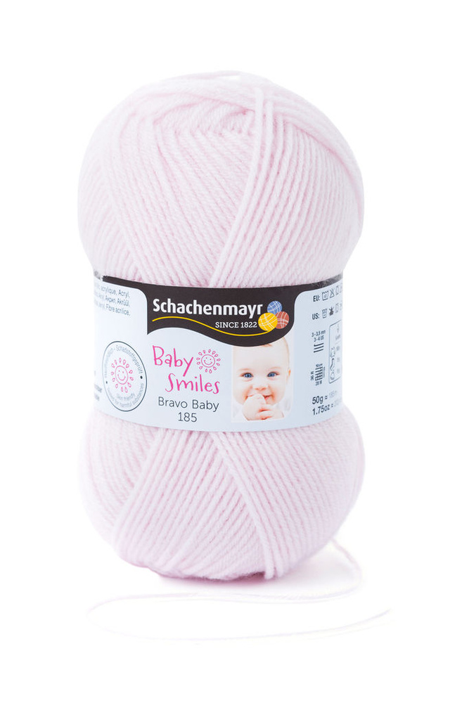 Пряжа для вязания Schachenmayr Bravo Baby Smiles 185, светло-розовый (01035), 185 м, 50 г, 3 шт  #1