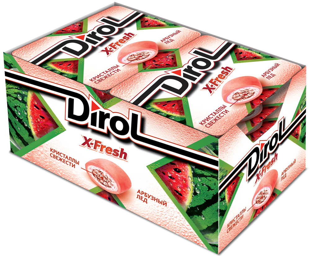Dirol X-Fresh "Арбузный лед" жевательная резинка без сахара, 12 пачек по 16 г  #1