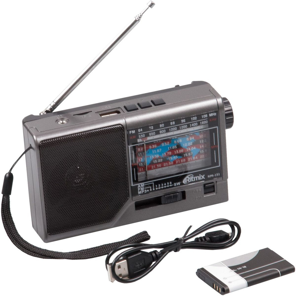 Радиоприемник компактный, многофункциональный, восьмидиапазонный Ritmix RPR-151 черный,FM/AM/SW, MP3-плеер, #1