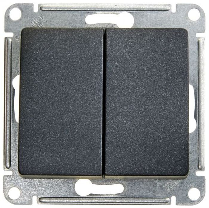 Выключатель Schneider Electric "Glossa", двойной, цвет: антрацит #1