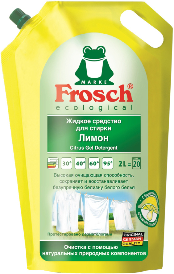 FROSCH Жидкое средство для стирки Лимон, 2 л - купить с доставкой по ...