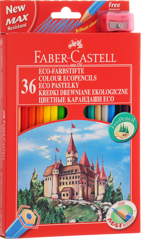 Карандаши цветные 36 цветов «Замок», с точилкой, FABER-CASTELL 120136