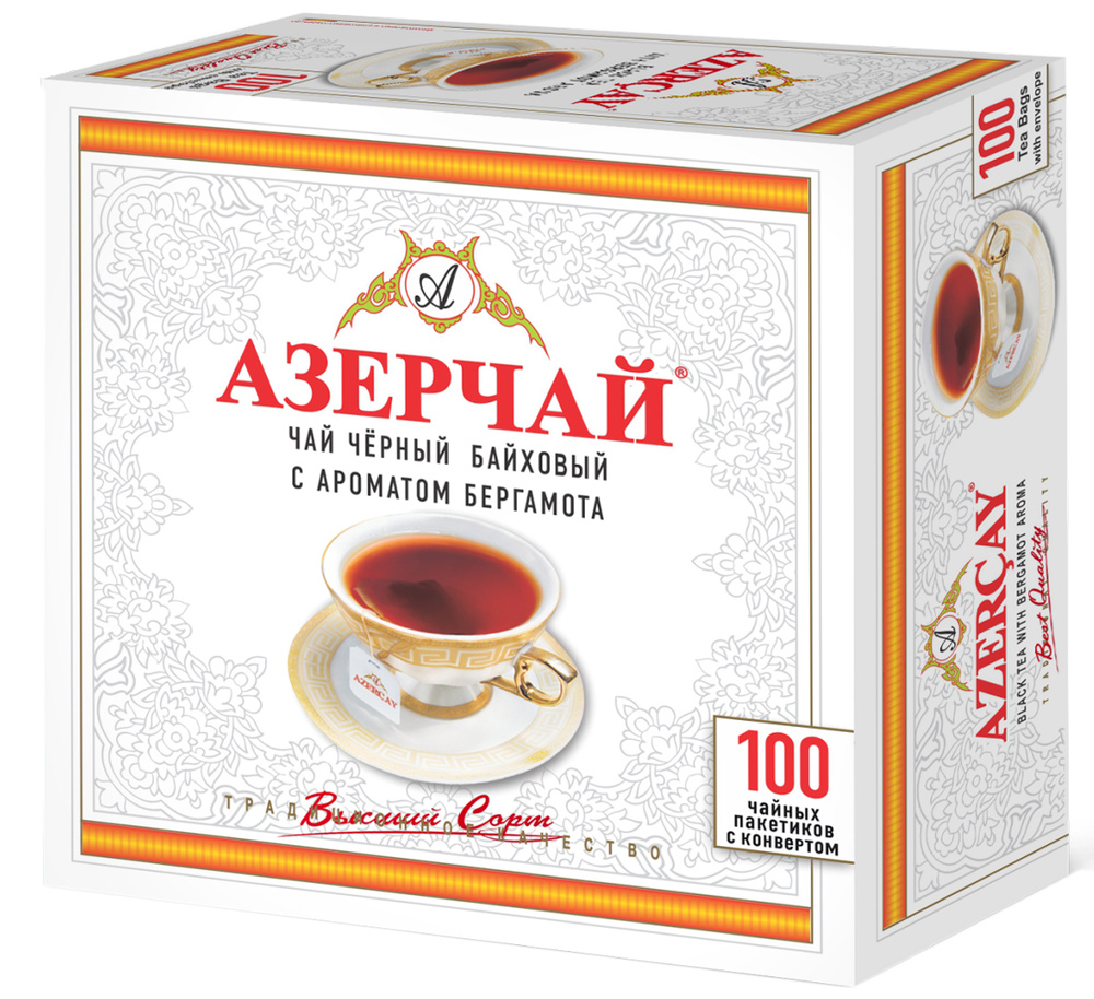 Чай в пакетиках черный Азерчай с бергамотом, 100 шт - купить с ...