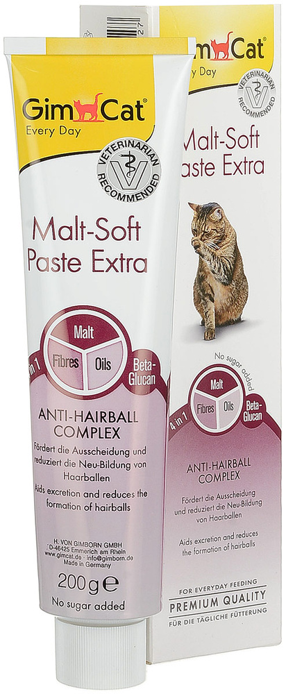 Мальт-паста для выведения шерсти GimCat "Malt-Soft Extra", 200г ...