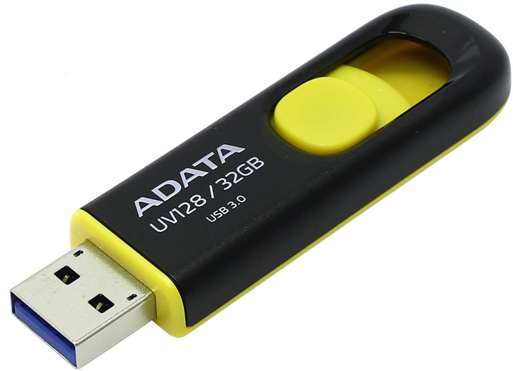 Флэш драйв ADATA UV128 32 ГБ, желтый (AUV128-32G-RBY) #1