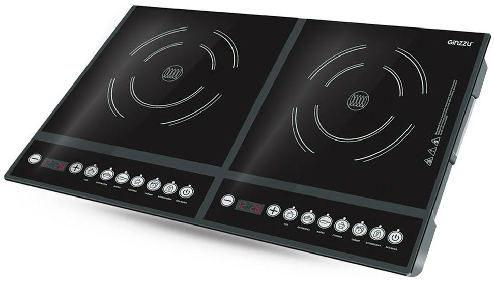 Индукционная настольная плита Ginzzu HCI-213, Black 2 конфорки 2000 ...
