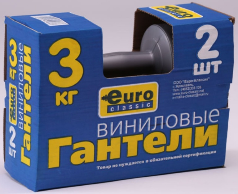 EURO-CLASSIC Гантели, 2 шт. вес 1 шт: 3 кг #1