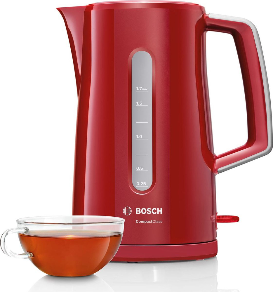 Чайник Bosch TWK3A014 (1,7л, 2400Вт, красный, пластик) #1
