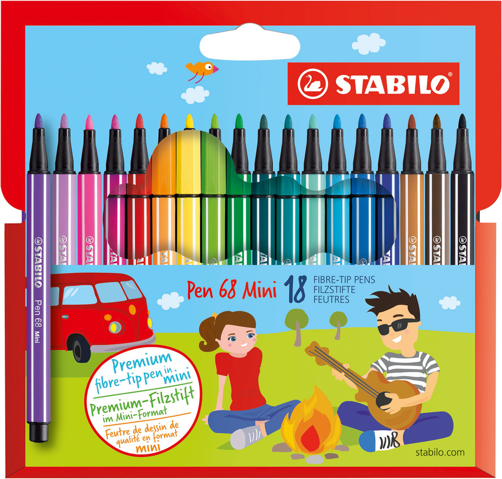 Набор фломастеров STABILO Pen 68 Mini, на водной основе, 18 шт #1