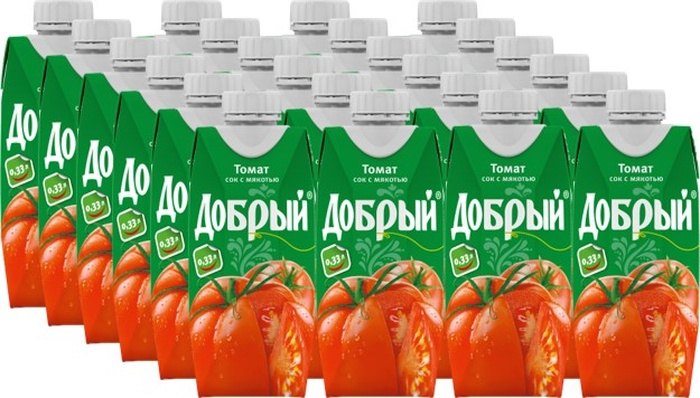Сок Добрый Томатный, 24 шт по 0,33 л - купить с доставкой по выгодным ...