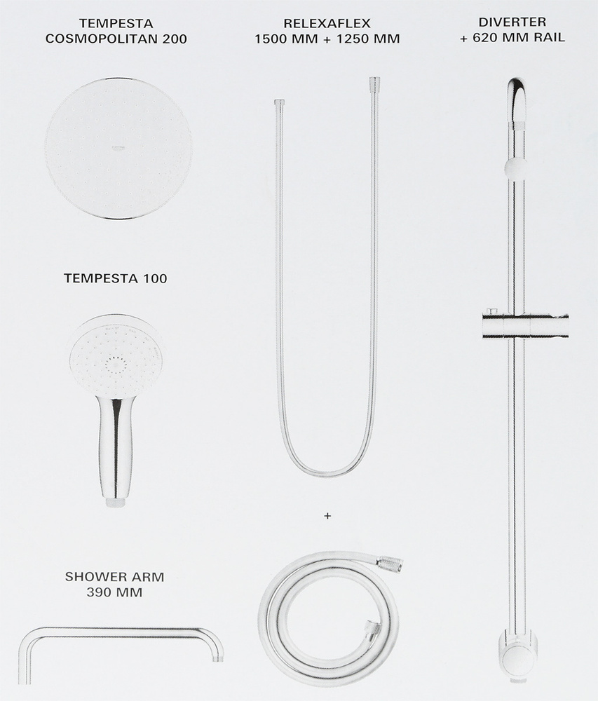 Душевая система GROHE New Tempesta с переключателем 27389002 - купить с ...