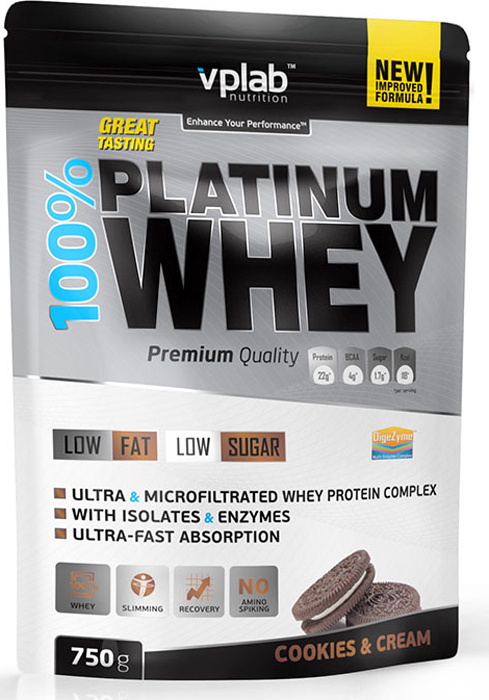 Протеин Vplab "100% Platinum Whey", печенье-крем, 750 г #1
