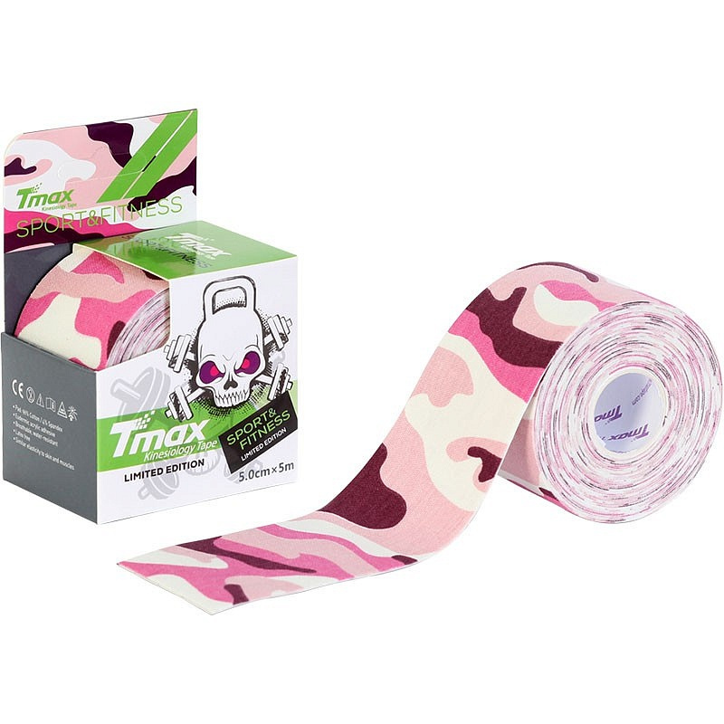 Кинезио тейп хлопок дизайнерский TMax Pattern Pink, розовый камуфляж, 5 см x 5 м #1