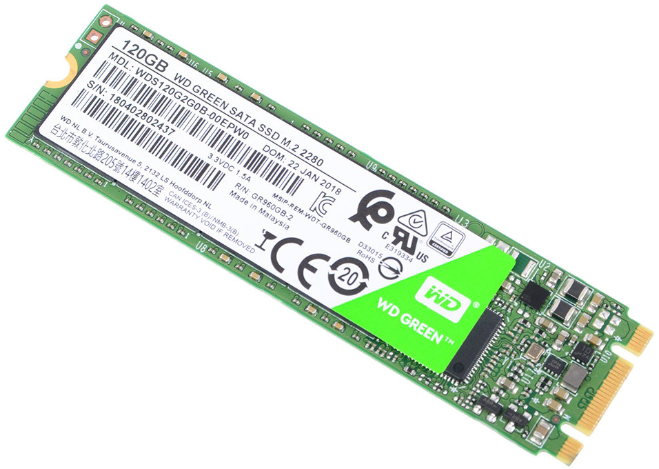 Western Digital 120 ГБ Внутренний SSD-диск Green M.2 SATA3 6.0 Гбит/с (WDS120G2G0B)  #1