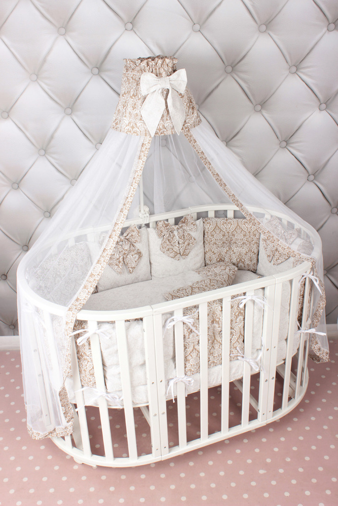 Комплект Premium в кроватку 18 предметов (6+12 бортиков) AmaroBaby ЭЛИТ (бязь, кофе) #1