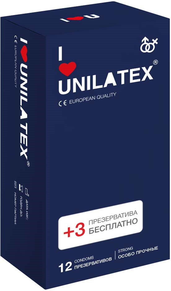 Презервативы Unilatex Extra Strong, 12 шт. + 3 шт. в подарок #1