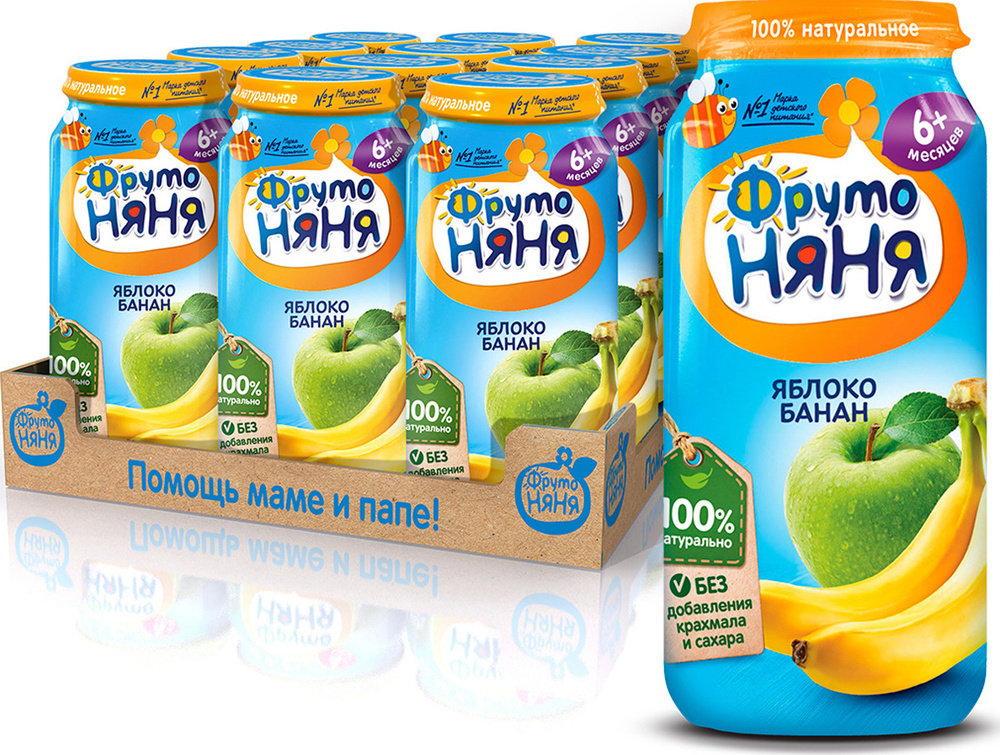 ФрутоНяня Яблоко Банан пюре с 6 месяцев, 12 шт по 250 г #1