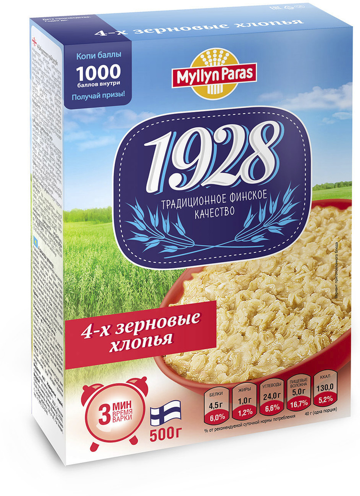 Хлопья 4-х зерновые 1928 Myllyn Paras (Мюллюн Парас) финские, 500 г ...