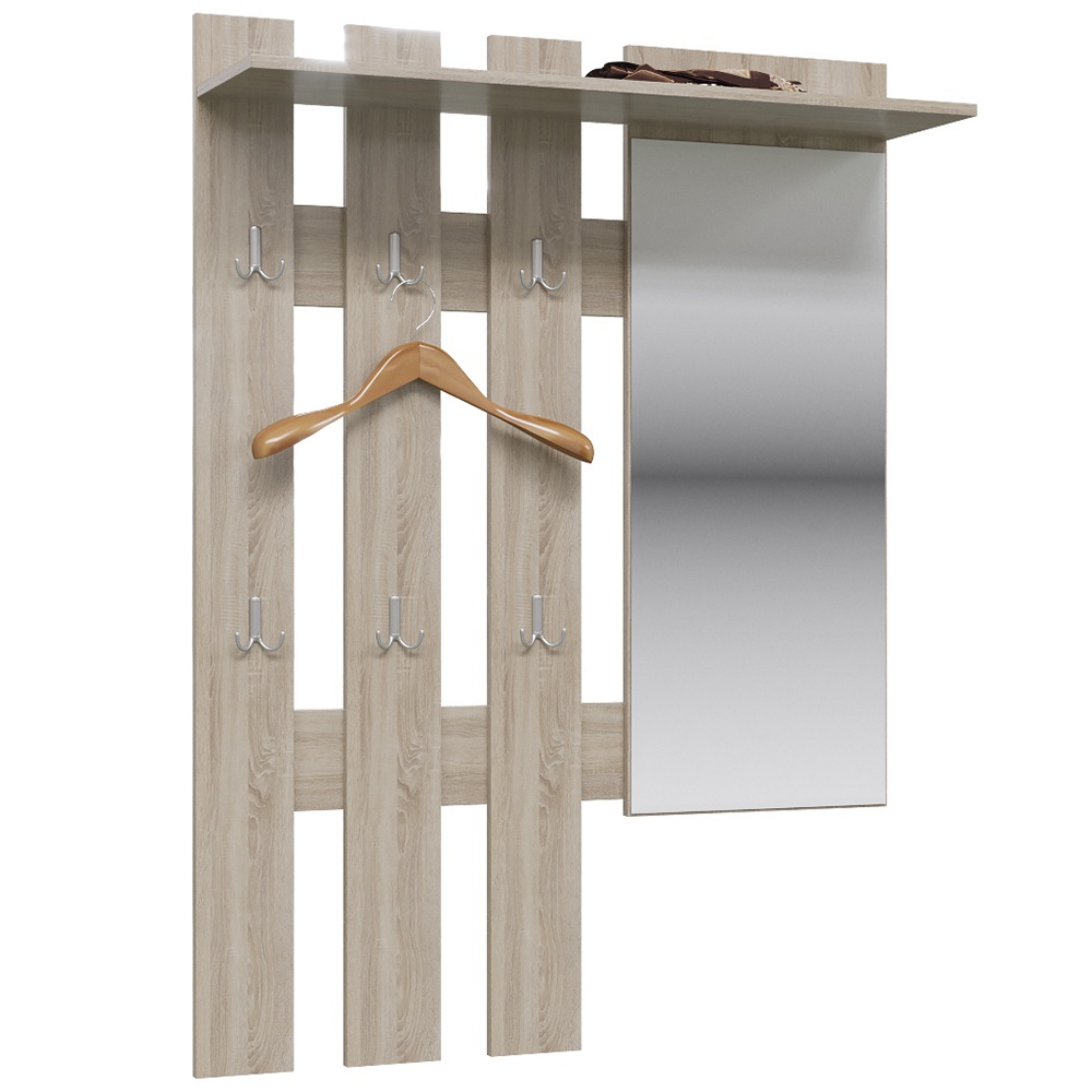 Мебельный модуль ГрандКволити Вешалка с зеркалом Лира ГК 2-3814, цвет дуб сонома  #1