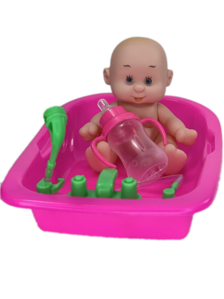 Пупс Антон, с Ванночкой и бутылочкой, Кукла для купания, для ванной  #1