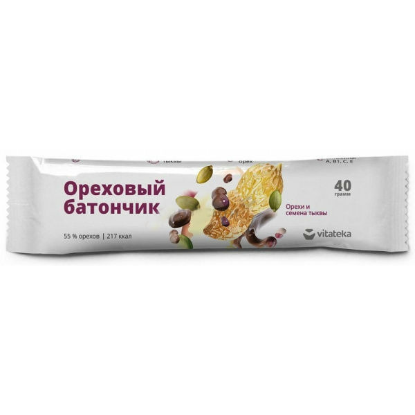 Витатека Батончик мюсли орех С Тыквицей с витамином С, 40Г (Бад) #1
