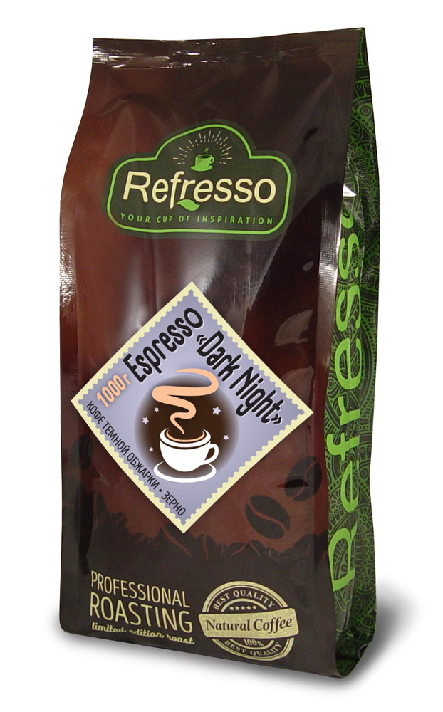 Кофе в зернах "DARK NUGHT" Espresso, Refresso 1000г #1