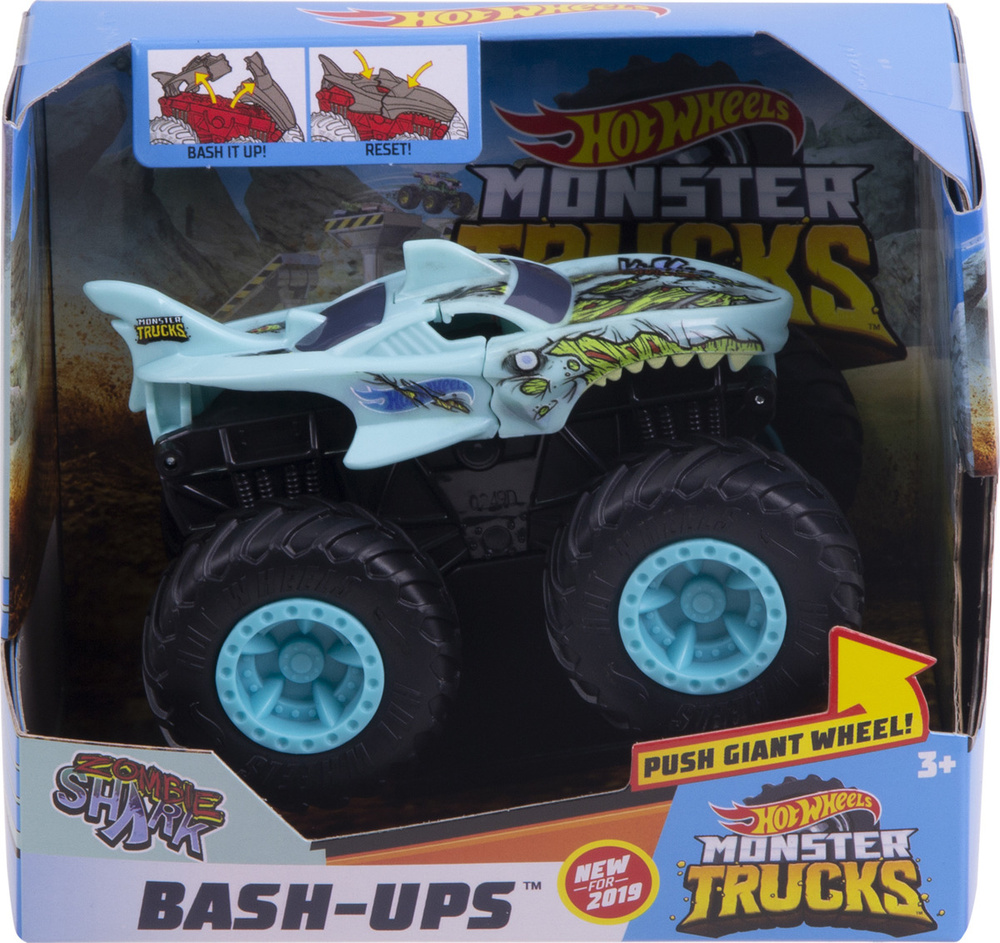 Машинка Mattel Hot Wheels Монстр трак Зомби Шарк, с эффектами, GCF94 ...