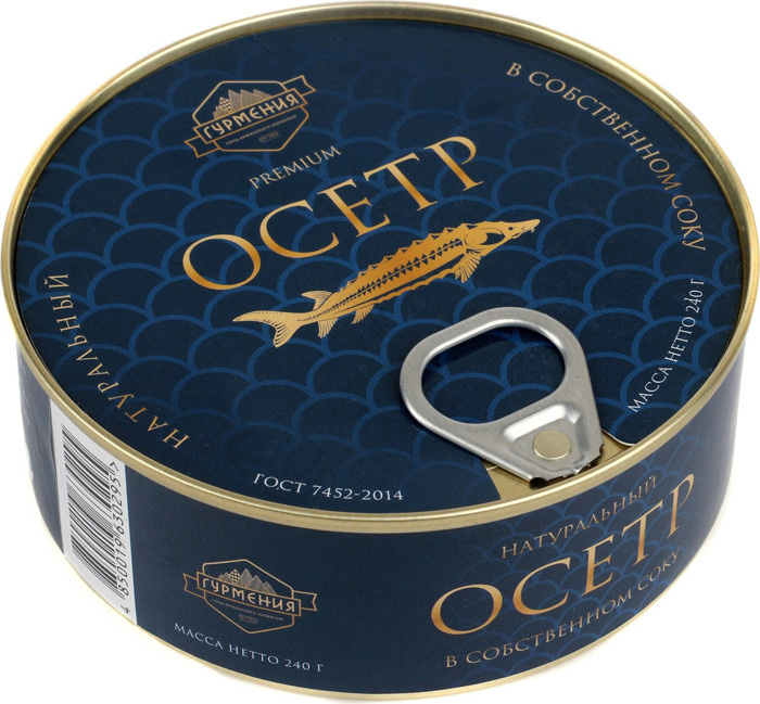 Рыбные консервы Гурмения Осетр в собственном соку, 240 г - купить с ...