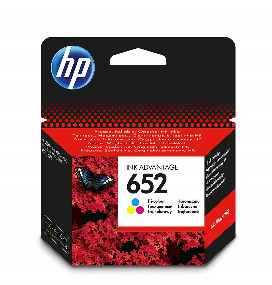 Картридж HP 652, цветной (colour), оригинальный, для струйного принтера (F6V24AE)  #1