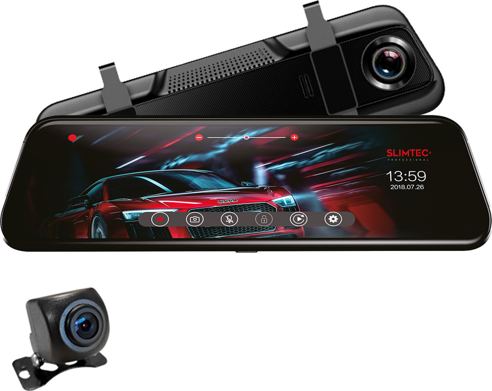 Автомобильный видеорегистратор-зеркало с двумя камерами SLIMTEC Dual M9  #1