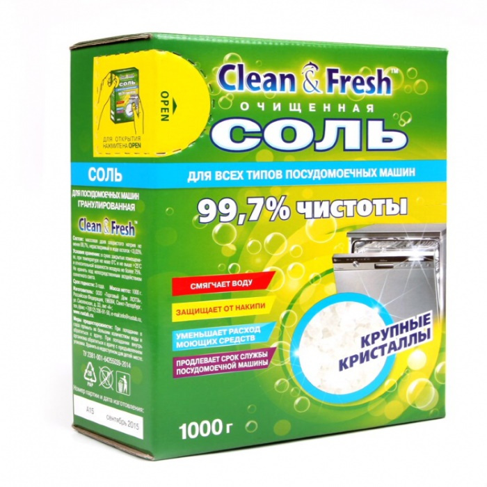 Clean & Fresh Соль для посудомоечных машин 1000 гр/ - купить с ...