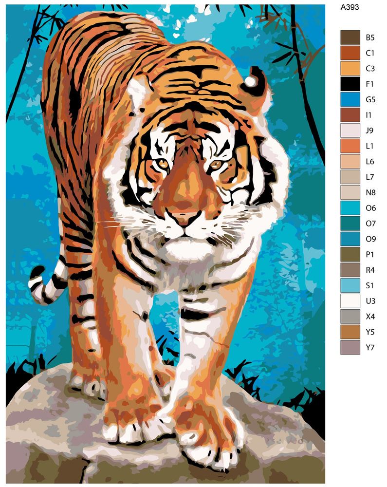 Цветной / Картина по номерам «Семья тигров»