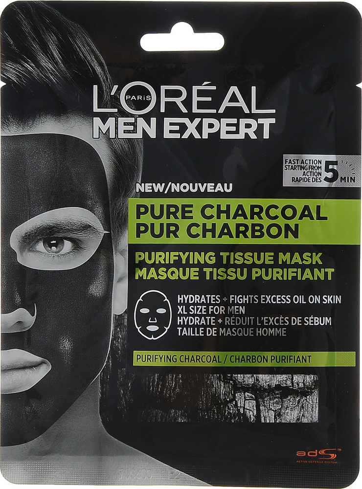 L'Oreal Paris Men Expert Pure Power Тканевая маска очищающая #1