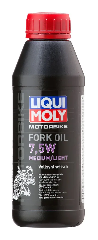 LiquiMoly Синтетическое масло для вилок и амортиз. Motorbike Fork Oil Medium/Light 7,5W (0,5л), 3099, 7,5 Вт, 500 мл