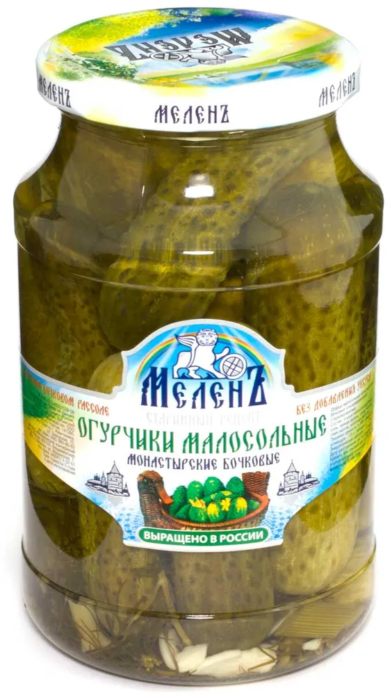 "Меленъ"Огурцы малосольные "Монастырские" бочковые 0.950 ст/б, вариант