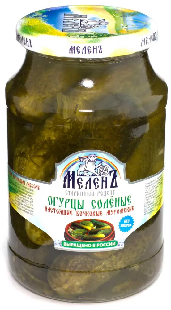 "Меленъ"Огурцы соленые "Муромские" бочковые 0.900 ст/б, вариант